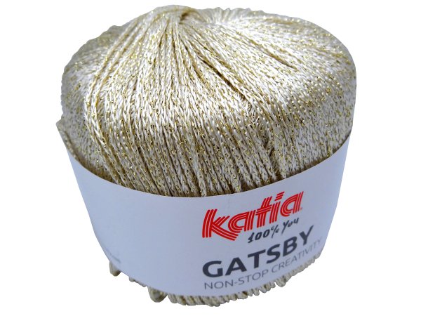 GATSBY włóczka glamour 504 ZŁOTY + ECRU 50g 118m mix wiskozy fantazyjna na chusty bluzeczki sylwester sklep z włóczkami gold-pol