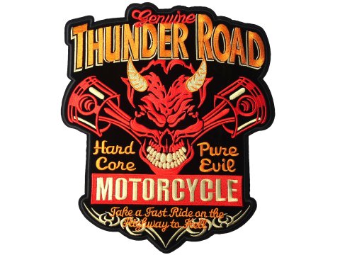 THUNDER ROAD 1 szt B-469 Naszywki termo duże  haftowane moto biker do kurtki tył kamizelki największy wybór w Warszawie