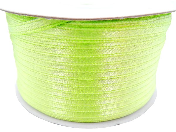 3mm wstążka atłasowa 137m dwustronna Z221 LIMONKA FLUO NEON  100% nylon z dużym połyskiem gęsto tkana największa pasmanteria