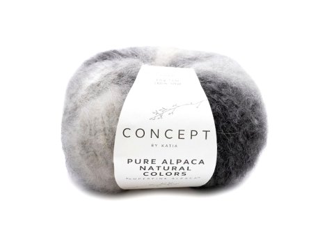 Pure Alpaca Natural Colors 102 ECRU SZARY MIX KATIA 50g 100m włóczka SUPERFINE ALPACA nowość na 2024/2025