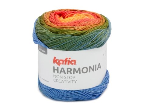 HARMONIA bawełna 217 ORANGE/RED/OLIVE MIX 100% coton niespotykany melanż włóczka KATIA 150g 540m delikatna ombre