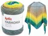 HARMONIA bawełna 218 SZARY/ŻÓŁTY/MORAKI MIX 100% coton niespotykany melanż włóczka KATIA 150g 540m delikatna ombre