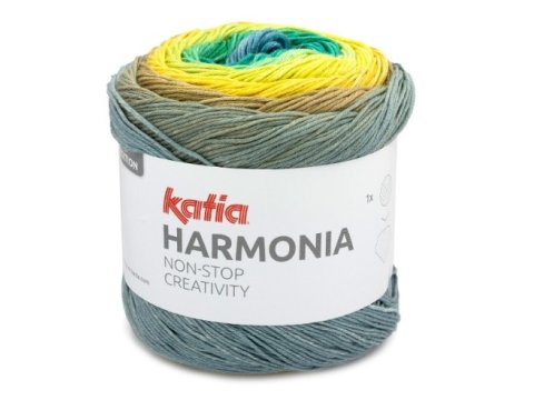 HARMONIA bawełna 218 SZARY/ŻÓŁTY/MORAKI MIX 100% coton niespotykany melanż włóczka KATIA 150g 540m delikatna ombre