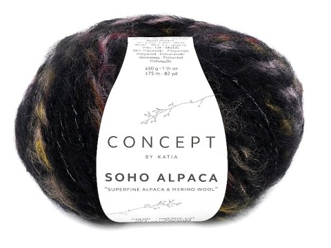 SOHO ALPACA 301 CZARNA /MIÓD/BORDO włóczka KATIA 50g 70m mix alpaki włóczki NOWOŚĆ 2024/25 sklep z wełną GOLD-POL