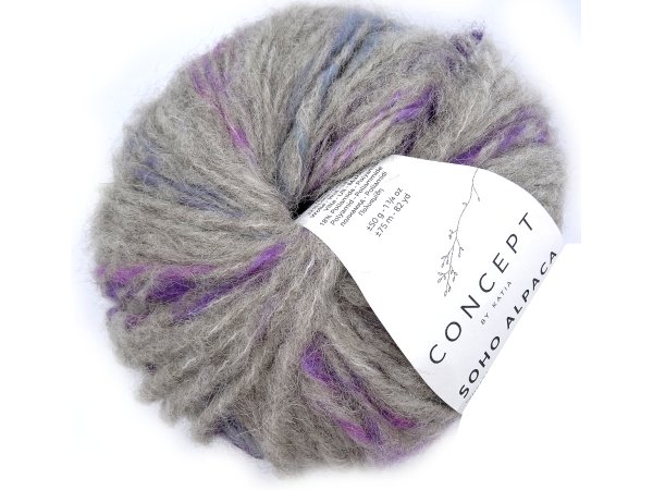 SOHO ALPACA 302 SZARY/FIOLET/NIEBIESKI włóczka KATIA 50g 70m mix alpaki włóczki NOWOŚĆ 2024/25 sklep z wełną GOLD-POL