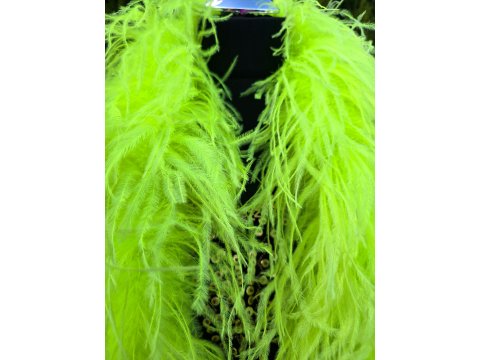 Szal boa FLUO YELLOW NEON 2 ply elegancki pióra strusie 1szt/ 1,8m 2PLY dwie warstwy piór strusia