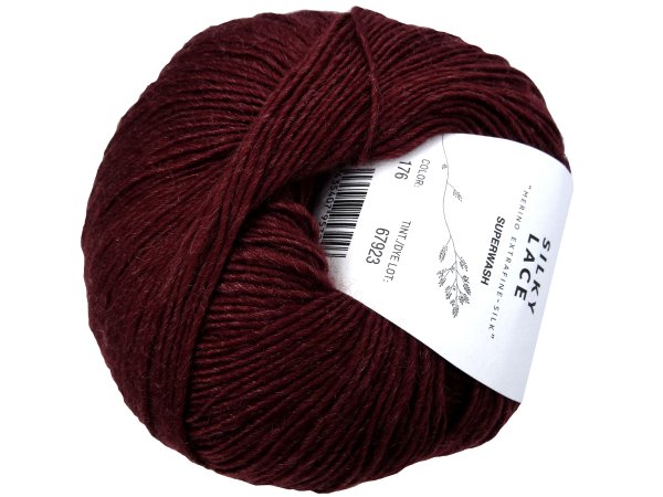 SILKY LACE 176 BORDO ZGASZONE włóczka Concept by Katia 50g 260m wełna merynos z jedwabiem sklep z włóczkami Katii