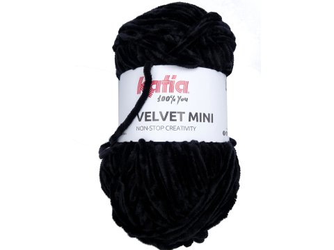 VELVET MINI 210 CZARNY włóczka Katia 50g 75m welur welurowa włóczki na maskotki dla dzieci kocyk czapkę sweterek