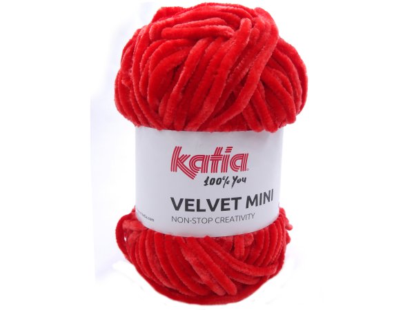 VELVET MINI 211 CZERWONY włóczka Katia 50g 75m welur welurowa włóczki na maskotki dla dzieci kocyk czapkę sweterek