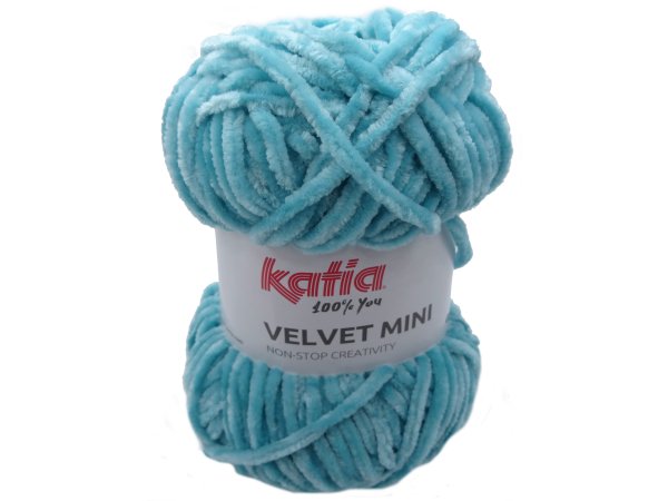 VELVET MINI 208 AQUA SPOWIAŁY włóczka Katia 50g 75m welur welurowa włóczki na maskotki dla dzieci kocyk czapkę sweterek