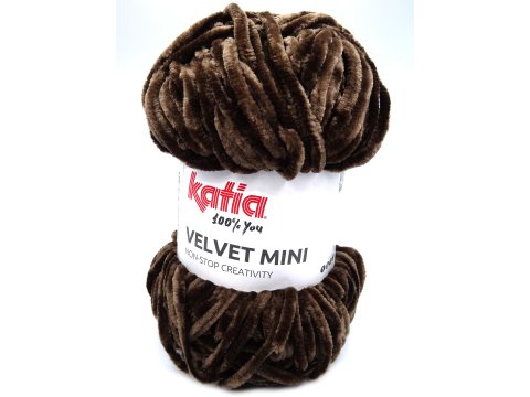 VELVET MINI 214 BRĄZOWY CZEKOLADA włóczka Katia 50g 75m welur welurowa włóczki na maskotki dla dzieci kocyk czapkę sweterek