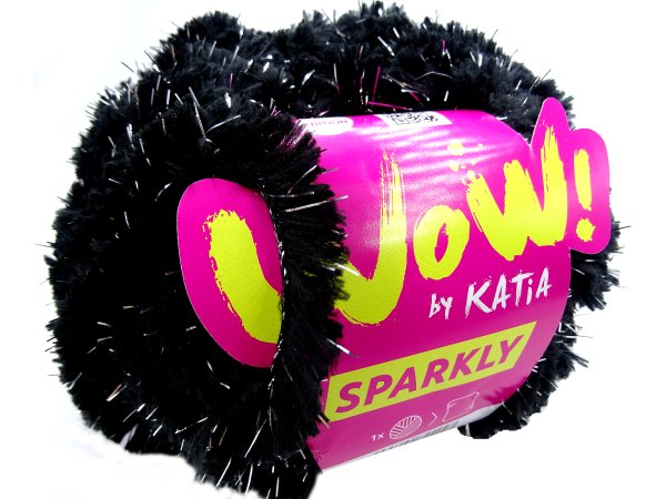 WOW SPARKLY 104 CZARNY włóczka KATIA 100g 57m 100% poliester fantazyjna włóczka ze srebrnym akcentem sklep Goldpol