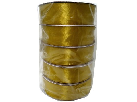 25mm wstążka dwustronna 25m 8219 ZŁOTA ŻÓŁTA atłasowa DF 100% polyester satynowa z dużym połyskiem wstążki GOLD-POL