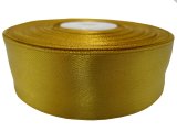 25mm wstążka dwustronna 25m 8219 ZŁOTA ŻÓŁTA atłasowa DF 100% polyester satynowa z dużym połyskiem wstążki GOLD-POL