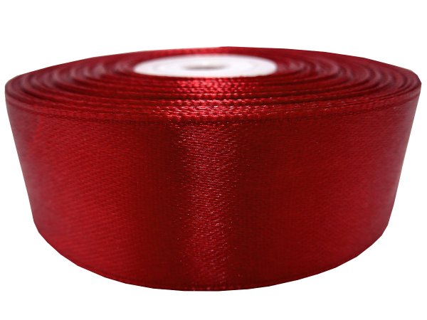 25mm wstążka dwustronna 25m 8246 CIEMNY CZERWONY BORDO atłasowa DF 100% polyester satynowa z dużym połyskiem wstążki GOLD-POL