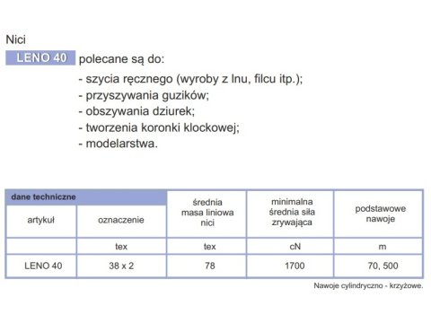 LENO 40 nici lniane do szycia ARIADNA CZARNE-1819 cena za 1 sztukę 500m krawieckie do maszyny sklep Goldpol Warszawa