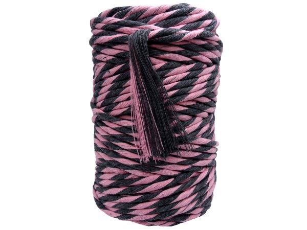 Sznurek 5mm GRANDE MIX CANDY PINK + DARK GREY bawełniany 100m mix kolorów do makramy makrama liść by GOLD-POL Warszawa