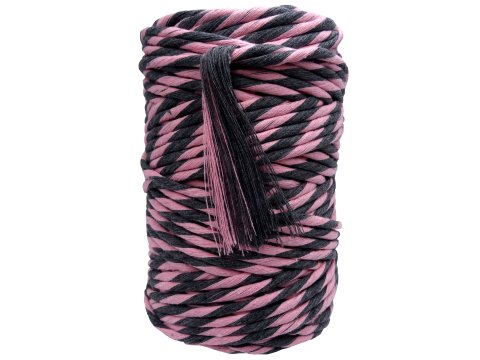 Sznurek 5mm GRANDE MIX CANDY PINK + DARK GREY bawełniany 100m mix kolorów do makramy makrama liść by GOLD-POL Warszawa