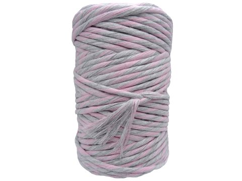 Sznurek 5mm GRANDE MIX BABY PINK + LIGHT GREY bawełniany 100m mix kolorów do makramy makrama liść by GOLD-POL Warszawa