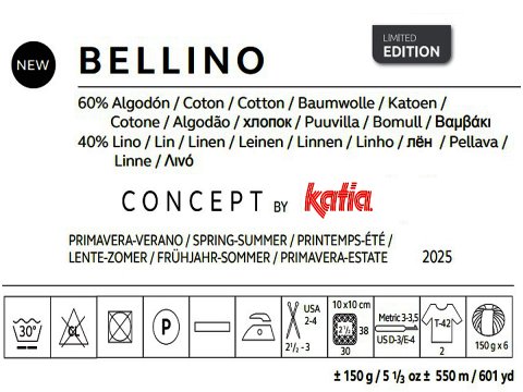 BELLINO 150g 100% eko 204 MIX WSZYSTKIEGO KATIA 550m włóczka w pięknym melanżu kolorów na chustę szal