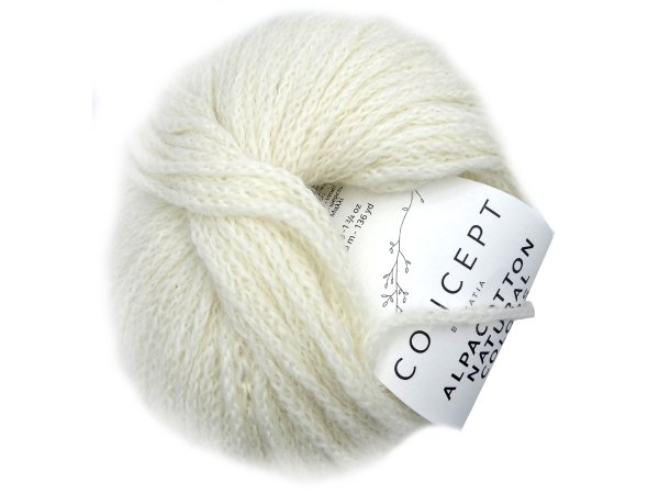 ALPACOTTON NATURAL COLORS 50 ECRU BIEL WEŁNY od KATIA 50g 125m delikatna alpaka 100% eko KONIEC KOLEKCJI