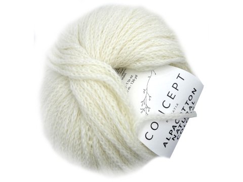 ALPACOTTON NATURAL COLORS 50 ECRU BIEL WEŁNY od KATIA 50g 125m delikatna alpaka 100% eko KONIEC KOLEKCJI