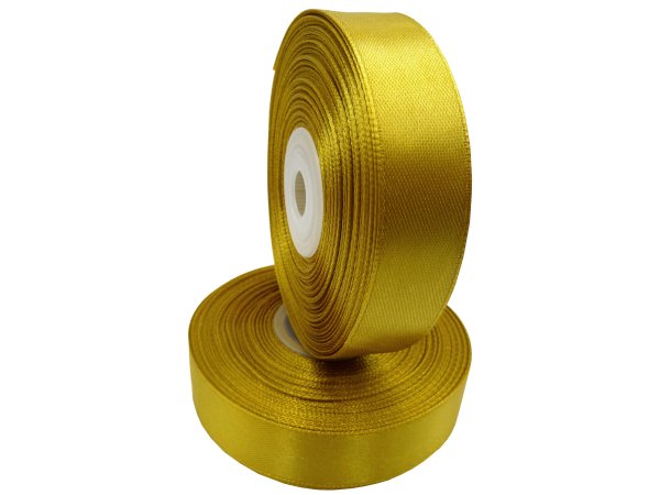 18mm wstążka dwustronna 25m 8219 ZŁOTY MIODOWY atłasowa DF 100% polyester satynowa z dużym połyskiem wstążki GOLD-POL