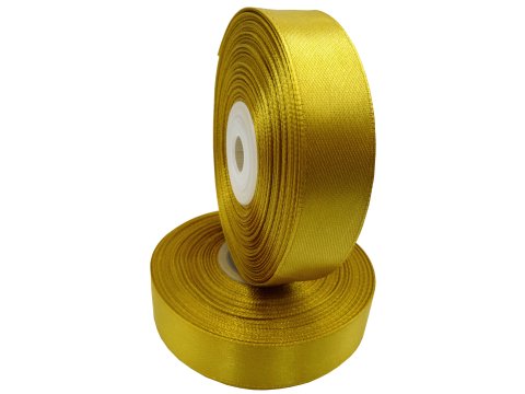 18mm wstążka dwustronna 25m 8219 ZŁOTY MIODOWY atłasowa DF 100% polyester satynowa z dużym połyskiem wstążki GOLD-POL