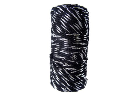 Sznurek 1,5mm bawełniany ozdobny MIX CZARNY/SREBRNY 50m 1PLY BY GOLD-POL świąteczny do rozczesywania makramy hurtownia sznur