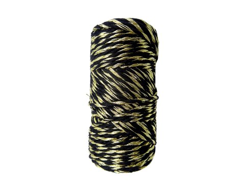 Sznurek 1,5mm bawełniany ozdobny MIX CZARNY/ZŁOTY 50m 1PLY BY GOLD-POL świąteczny do rozczesywania makramy hurtownia sznur