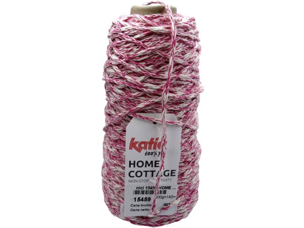 HOME COTTAGE 209 PINK ECRU od KATIA 200g 140m 3mm sznurek na letnie projekty torby dywany poduszki siatki vintage