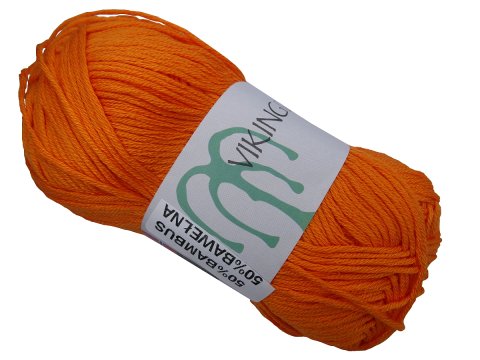 BJORK włóczka 553 POMARAŃCZOWY Viking Garn 50g 147m bambusowa cienka śliska z połyskiem sklep z włóczką
