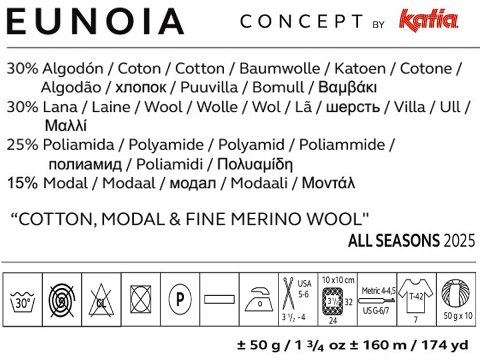 EUNOIA włóczka 101 ZIELONY MELANŻ Katia 50g 160m mix bawełny wełny włóczki Kati największy wybór w Warszawie