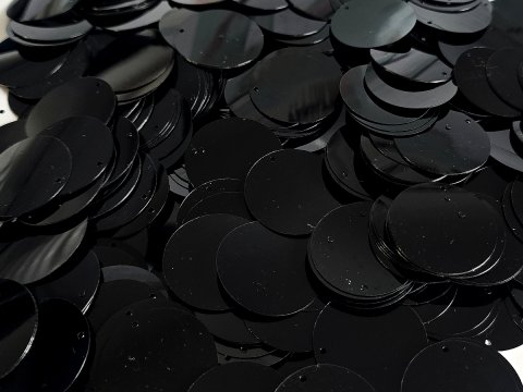 Cekiny kółka 30mm 31 CZARNE rybia łuska cena za 100g sklep z cekinami największy wybór Warszawa