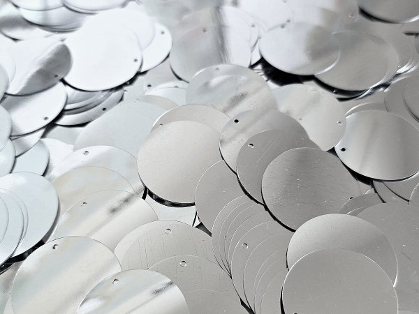 Cekiny kółka 30mm 1 SREBRNE rybia łuska cena za 100g sklep z cekinami największy wybór Warszawa