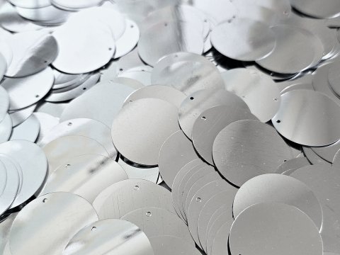 Cekiny kółka 30mm 1 SREBRNE rybia łuska cena za 100g sklep z cekinami największy wybór Warszawa