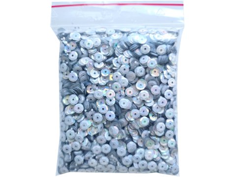 Cekiny kółka 6mm 100g hologram exotic D30 Srebrny lodowy cena detaliczna 100g sklep z cekinami największy wybór Warszawa