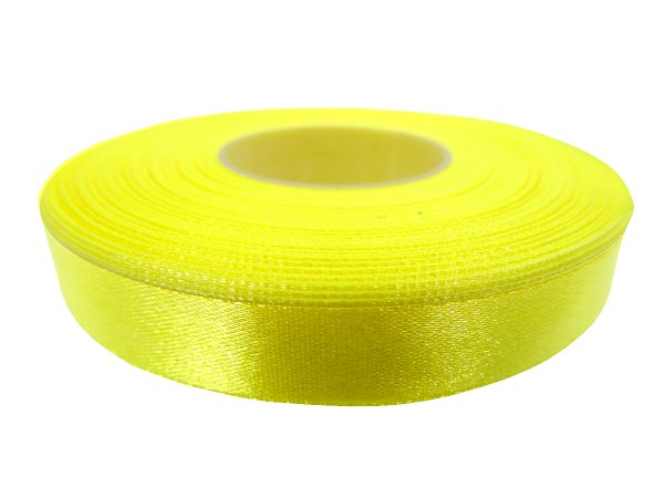 12mm wstążka atłasowa 153 Żółty Cytryna rolka 25m 100% nylon satynowa ozdobna na kokardki dekorację świąteczne
