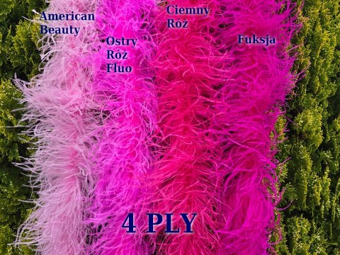 Szal boa Ostry Róż Fluo 4 ply pióra strusie 1szt/ 1,8m 4ply cztery warstwy piór strusia najlepsza jakość na rynku