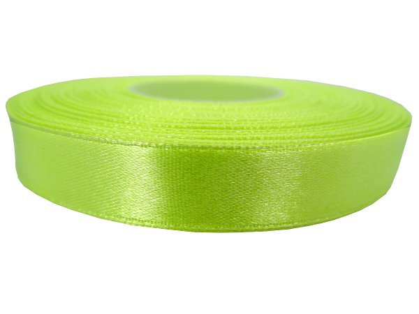 12mm wstążka atłasowa Z221 Jasna Limonka rolka 25m 100% nylon satynowa ozdobna na kokardki dekorację świąteczne