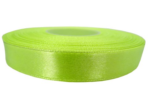 12mm wstążka atłasowa Z221 Jasna Limonka rolka 25m 100% nylon satynowa ozdobna na kokardki dekorację świąteczne