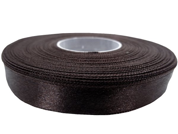 12mm wstążka atłasowa Z294 Brąz Gorzka Czekolada rolka 25m 100% nylon satynowa ozdobna na kokardki dekorację świąteczne