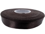 12mm wstążka atłasowa Z294 Brąz Gorzka Czekolada rolka 25m 100% nylon satynowa ozdobna na kokardki dekorację świąteczne