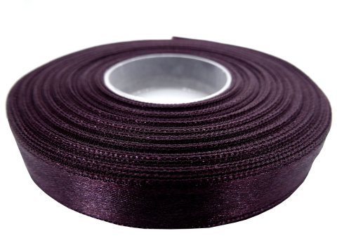 12mm wstążka atłasowa Z190 Bakłażan rolka 25m 100% nylon satynowa ozdobna na kokardki dekorację świąteczne