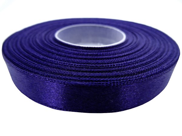 12mm wstążka atłasowa Z189 Indygo NiebieskiFiolet rolka 25m 100% nylon satynowa ozdobna na kokardki dekorację świąteczne
