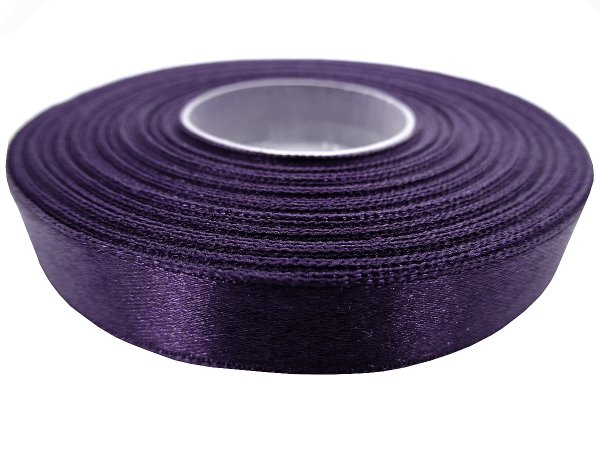 12mm wstążka atłasowa Z187 Śliwka Fiolet rolka 25m 100% nylon satynowa ozdobna na kokardki dekorację świąteczne