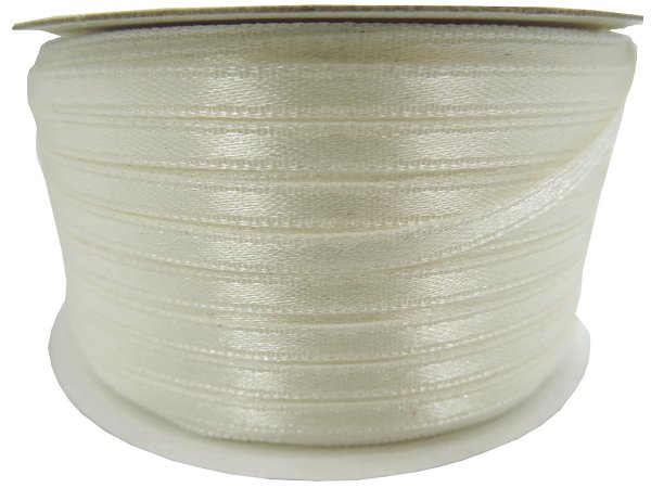 3mm wstążka atłasowa 137m dwustronna 163 Ecru Krem 100% nylon z dużym połyskiem gęsto tkana największa pasmanteria