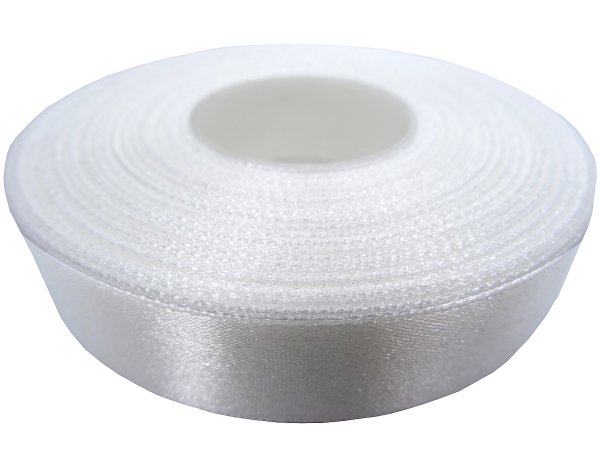 18mm wstążka atłasowa 101 Biała rolka 25m 100% nylon satynowa ozdobna na kokardki dekorację świąteczne