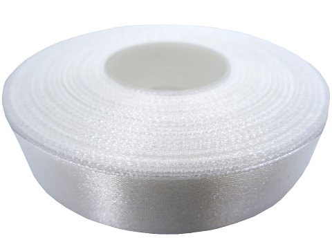 18mm wstążka atłasowa 101 Biała rolka 25m 100% nylon satynowa ozdobna na kokardki dekorację świąteczne