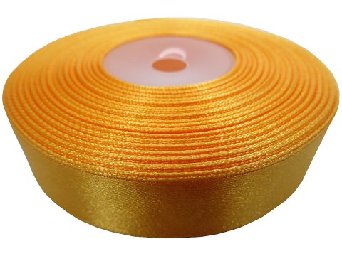 18mm wstążka atłasowa 120 Żółta Morela rolka 25m 100% nylon satynowa ozdobna na kokardki dekorację świąteczne